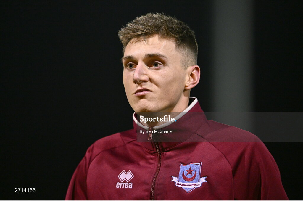 22 January 2024; Hayden Cann of Drogheda United before the PTSB Leinster Senior Cup Group A match between Drogheda United and Bohemians at Weaver's Park in Drogheda, Louth. Photo by Ben McShane/Sportsfile
