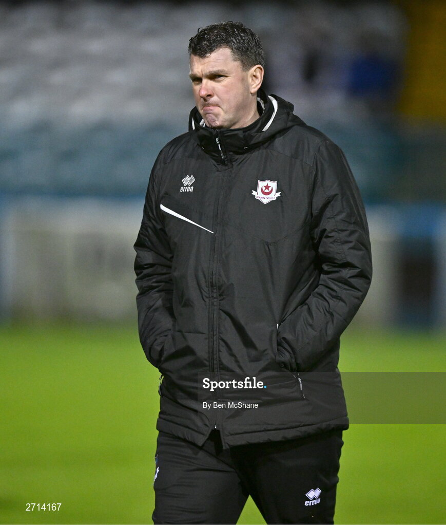 22 January 2024; Drogheda United manager Kevin Doherty before the PTSB Leinster Senior Cup Group A match between Drogheda United and Bohemians at Weaver's Park in Drogheda, Louth. Photo by Ben McShane/Sportsfile