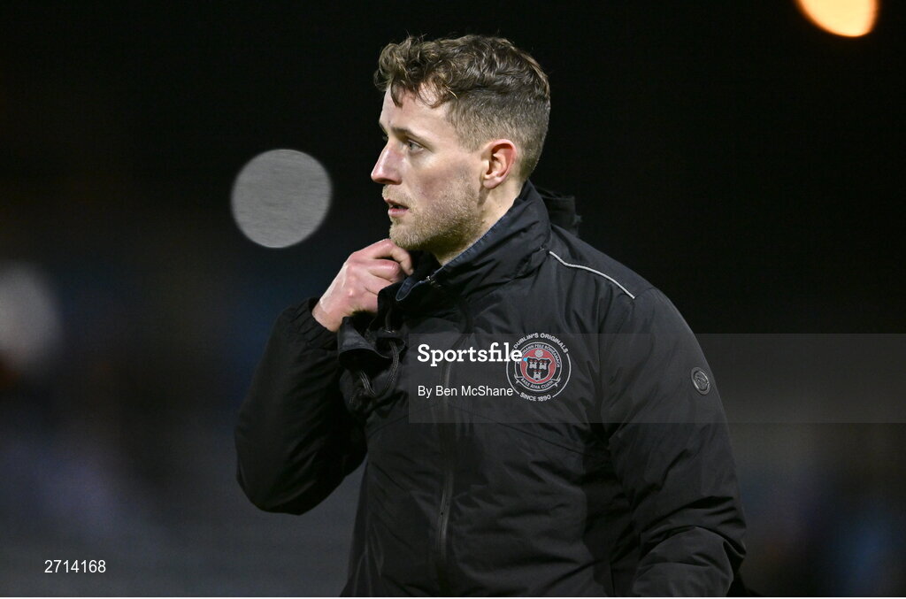 22 January 2024; Bohemians coach Carl Grehan before the PTSB Leinster Senior Cup Group A match between Drogheda United and Bohemians at Weaver's Park in Drogheda, Louth. Photo by Ben McShane/Sportsfile