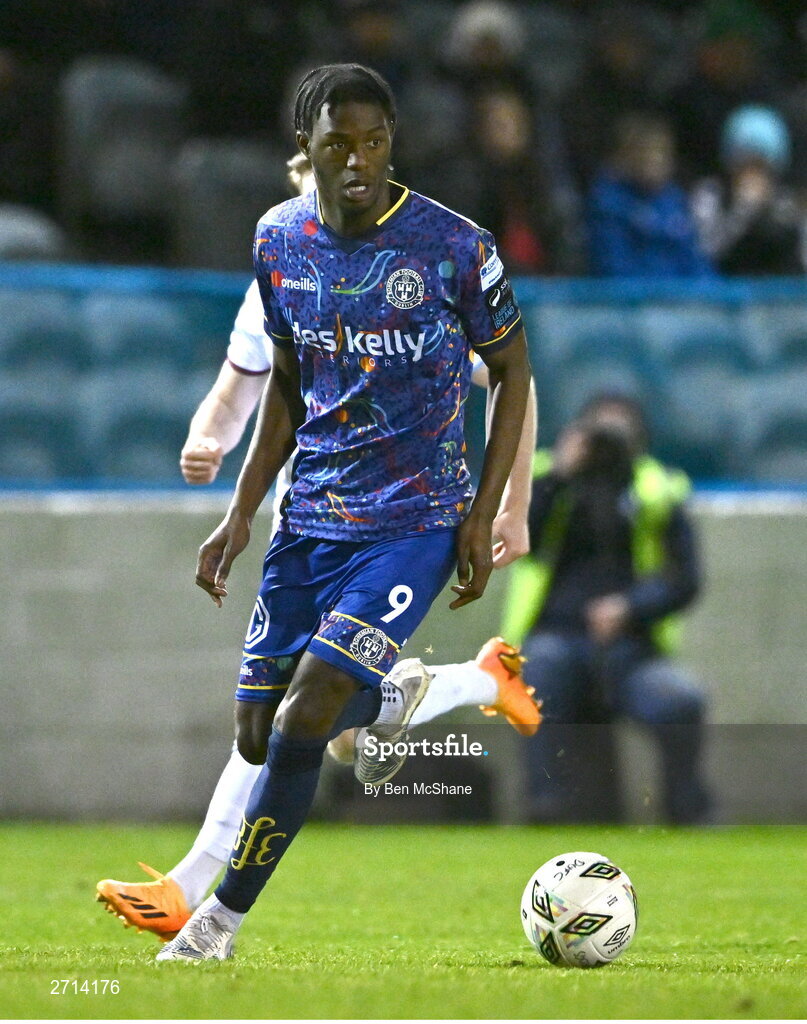 22 January 2024; Onesime Tembe of Bohemians during the PTSB Leinster Senior Cup Group A match between Drogheda United and Bohemians at Weaver's Park in Drogheda, Louth. Photo by Ben McShane/Sportsfile