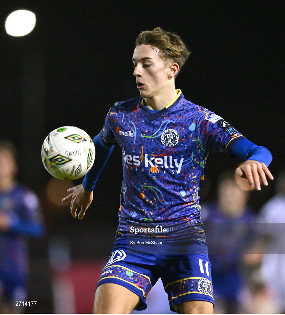 22 January 2024; Hugh Smith of Bohemians during the PTSB Leinster Senior Cup Group A match between Drogheda United and Bohemians at Weaver's Park in Drogheda, Louth. Photo by Ben McShane/Sportsfile