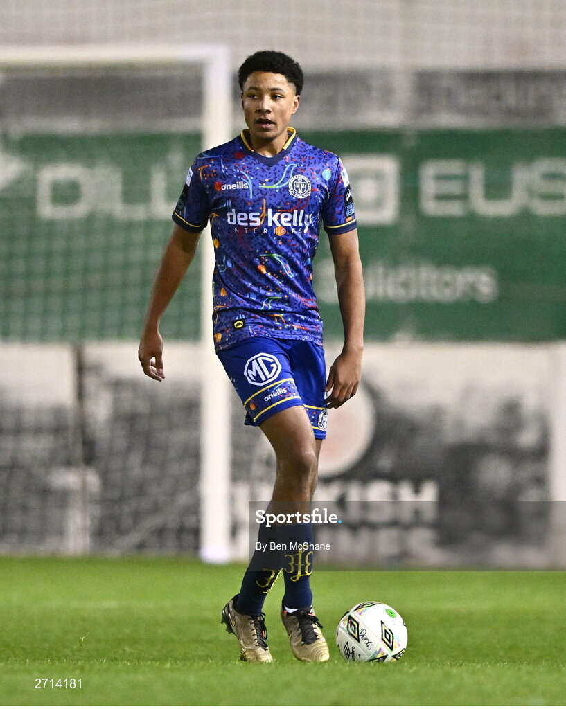 22 January 2024; Declan Osagie of Bohemians during the PTSB Leinster Senior Cup Group A match between Drogheda United and Bohemians at Weaver's Park in Drogheda, Louth. Photo by Ben McShane/Sportsfile