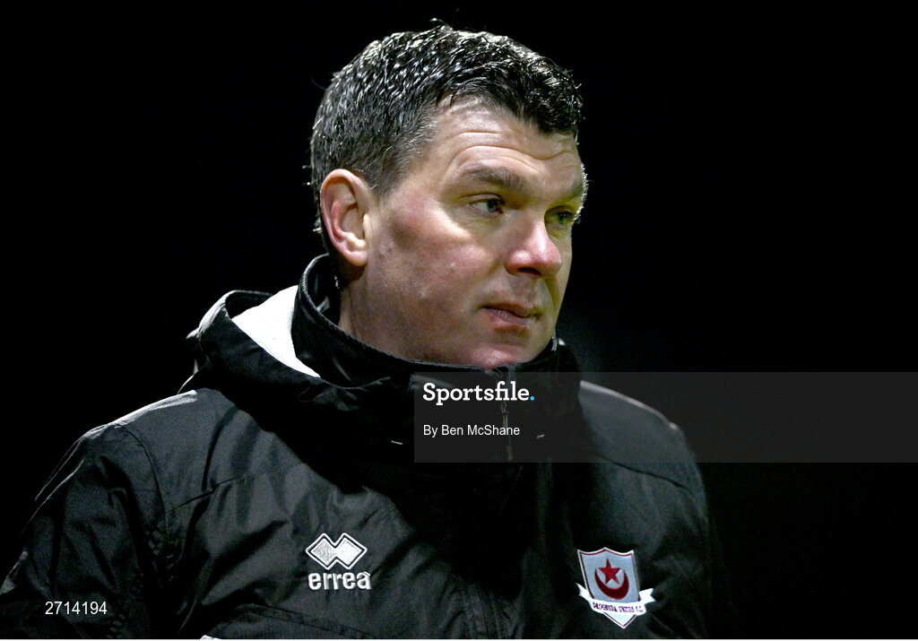 22 January 2024; Drogheda United manager Kevin Doherty during the PTSB Leinster Senior Cup Group A match between Drogheda United and Bohemians at Weaver's Park in Drogheda, Louth. Photo by Ben McShane/Sportsfile