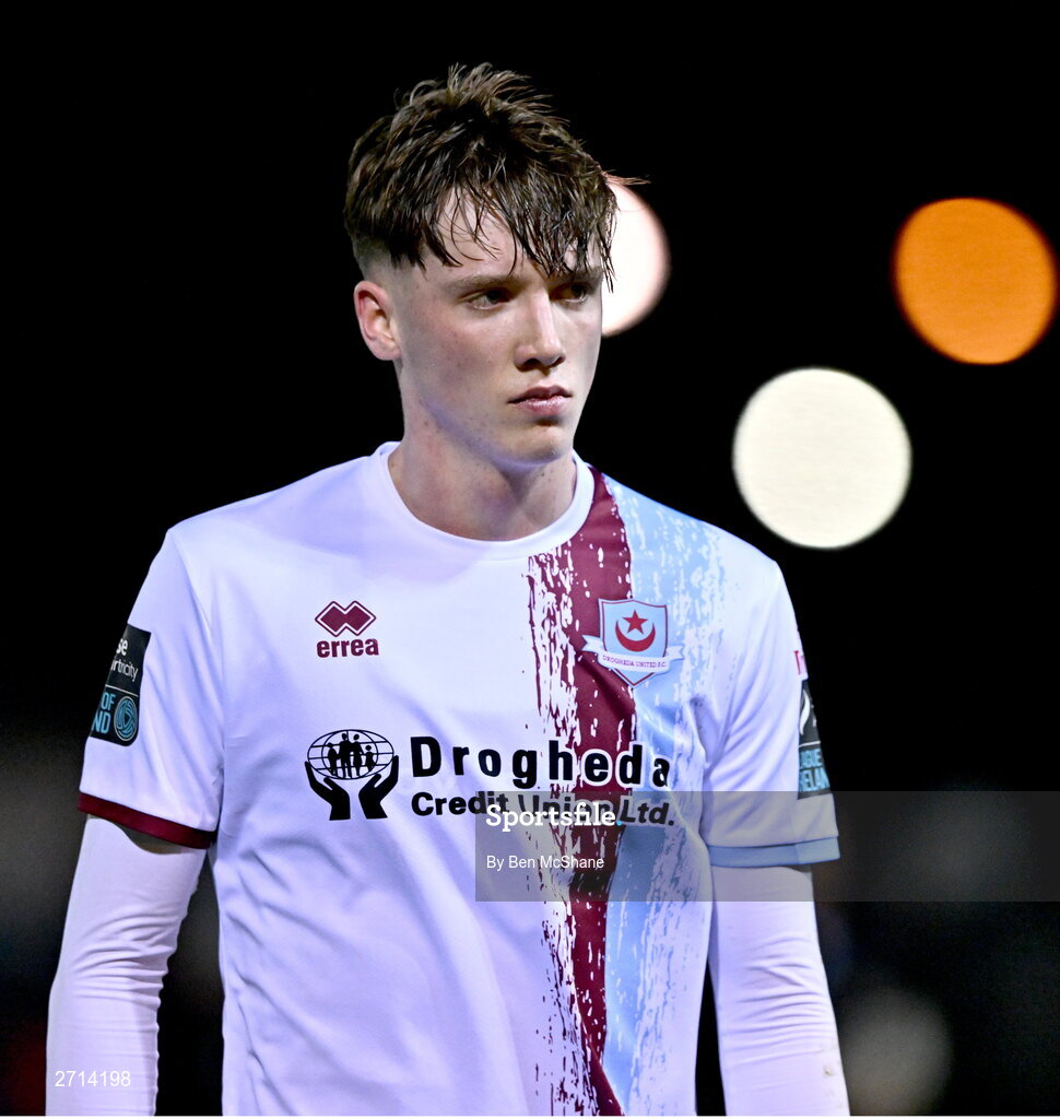 22 January 2024; Oisin Gallagher of Drogheda United after the PTSB Leinster Senior Cup Group A match between Drogheda United and Bohemians at Weaver's Park in Drogheda, Louth. Photo by Ben McShane/Sportsfile