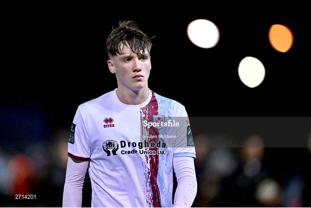 22 January 2024; Oisin Gallagher of Drogheda United after the PTSB Leinster Senior Cup Group A match between Drogheda United and Bohemians at Weaver's Park in Drogheda, Louth. Photo by Ben McShane/Sportsfile