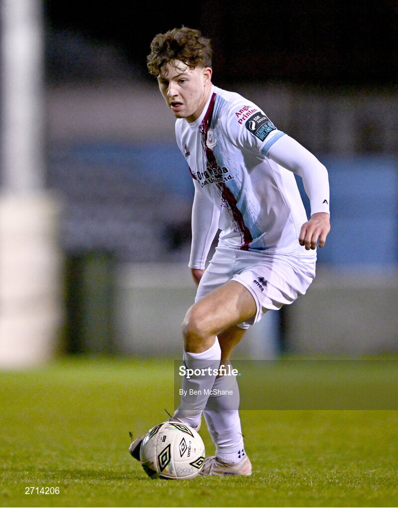 22 January 2024; Killian Cailloce of Drogheda United during the PTSB Leinster Senior Cup Group A match between Drogheda United and Bohemians at Weaver's Park in Drogheda, Louth. Photo by Ben McShane/Sportsfile