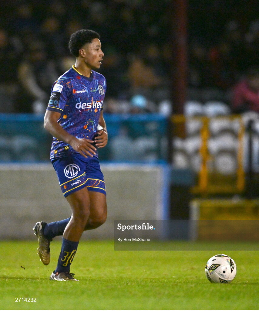 22 January 2024; Declan Osagie of Bohemians during the PTSB Leinster Senior Cup Group A match between Drogheda United and Bohemians at Weaver's Park in Drogheda, Louth. Photo by Ben McShane/Sportsfile