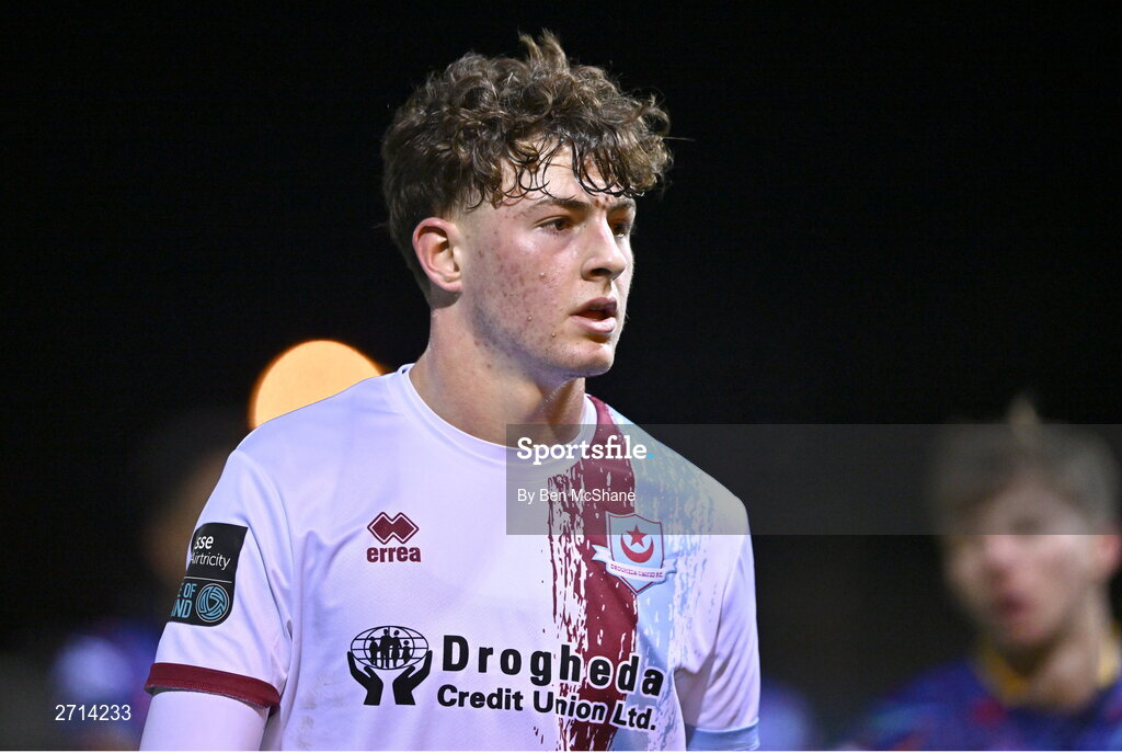 22 January 2024; Killian Cailloce of Drogheda United after the PTSB Leinster Senior Cup Group A match between Drogheda United and Bohemians at Weaver's Park in Drogheda, Louth. Photo by Ben McShane/Sportsfile