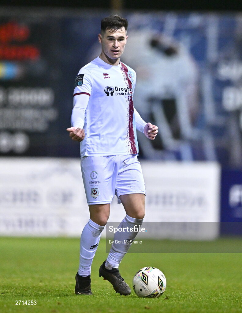 22 January 2024; Evan Wier of Drogheda United during the PTSB Leinster Senior Cup Group A match between Drogheda United and Bohemians at Weaver's Park in Drogheda, Louth. Photo by Ben McShane/Sportsfile