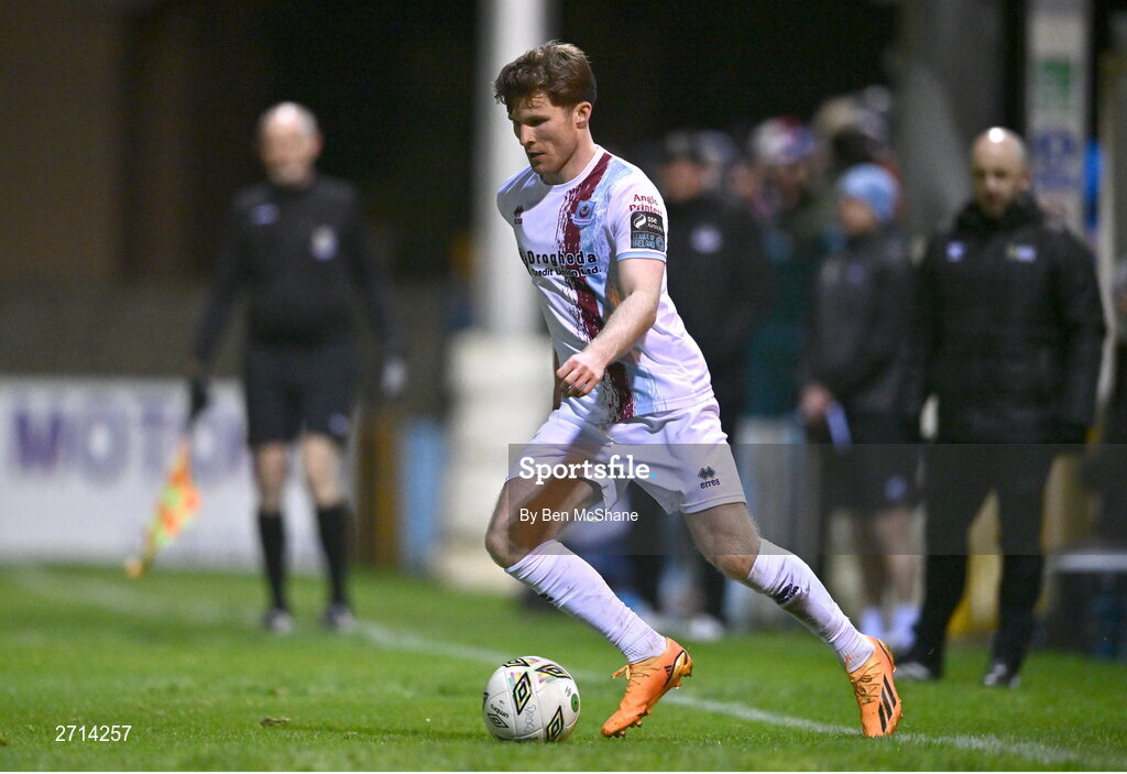 22 January 2024; Conor Kane of Drogheda United during the PTSB Leinster Senior Cup Group A match between Drogheda United and Bohemians at Weaver's Park in Drogheda, Louth. Photo by Ben McShane/Sportsfile