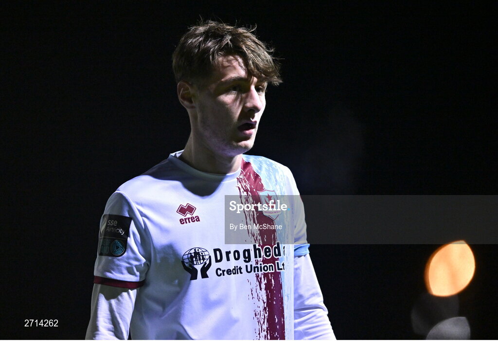 22 January 2024; Emre Topcu of Drogheda United during the PTSB Leinster Senior Cup Group A match between Drogheda United and Bohemians at Weaver's Park in Drogheda, Louth. Photo by Ben McShane/Sportsfile
