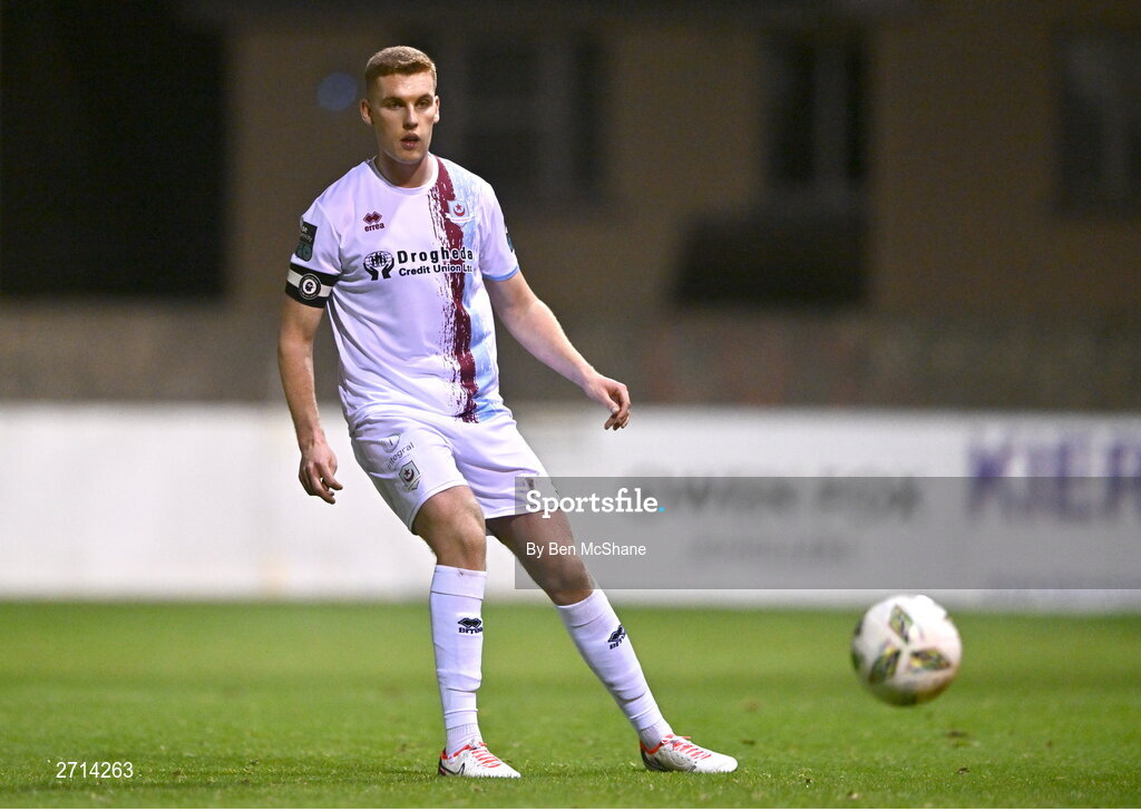 22 January 2024; Jack Keaney of Drogheda United during the PTSB Leinster Senior Cup Group A match between Drogheda United and Bohemians at Weaver's Park in Drogheda, Louth. Photo by Ben McShane/Sportsfile