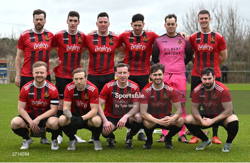 21 January 2024; The Malahide United team before the PTSB Leinster Senior Cup Group A match between Malahide United and Dundalk at Gannon Park in Malahide, Dublin. Photo by Tyler Miller/Sportsfile