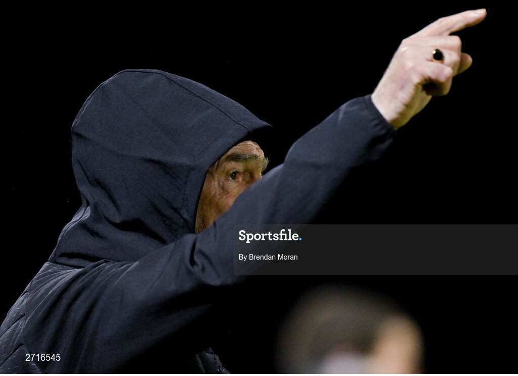 27 January 2024; Derry manager Mickey Harte during the Allianz Football League Division 1 match between Kerry and Derry at Austin Stack Park in Tralee, Kerry. Photo by Brendan Moran/Sportsfile
