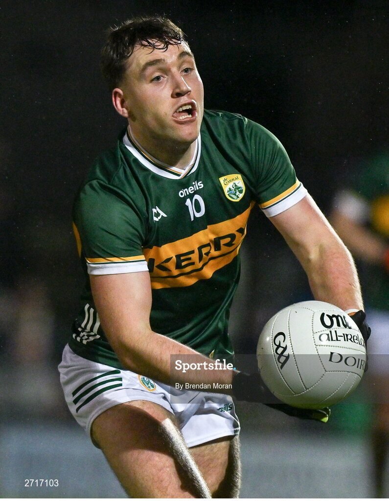 27 January 2024; Dara Moynihan of Kerry during the Allianz Football League Division 1 match between Kerry and Derry at Austin Stack Park in Tralee, Kerry. Photo by Brendan Moran/Sportsfile
