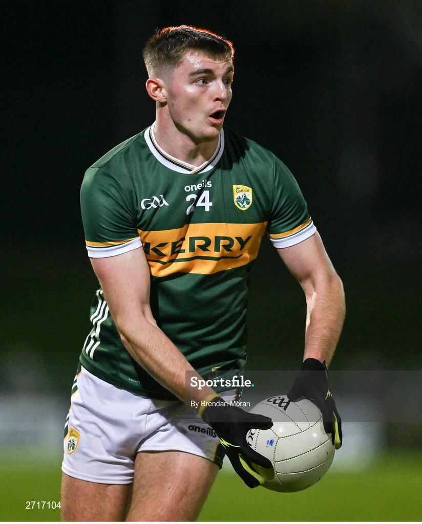 27 January 2024; Diarmuid O'Connor of Kerry during the Allianz Football League Division 1 match between Kerry and Derry at Austin Stack Park in Tralee, Kerry. Photo by Brendan Moran/Sportsfile
