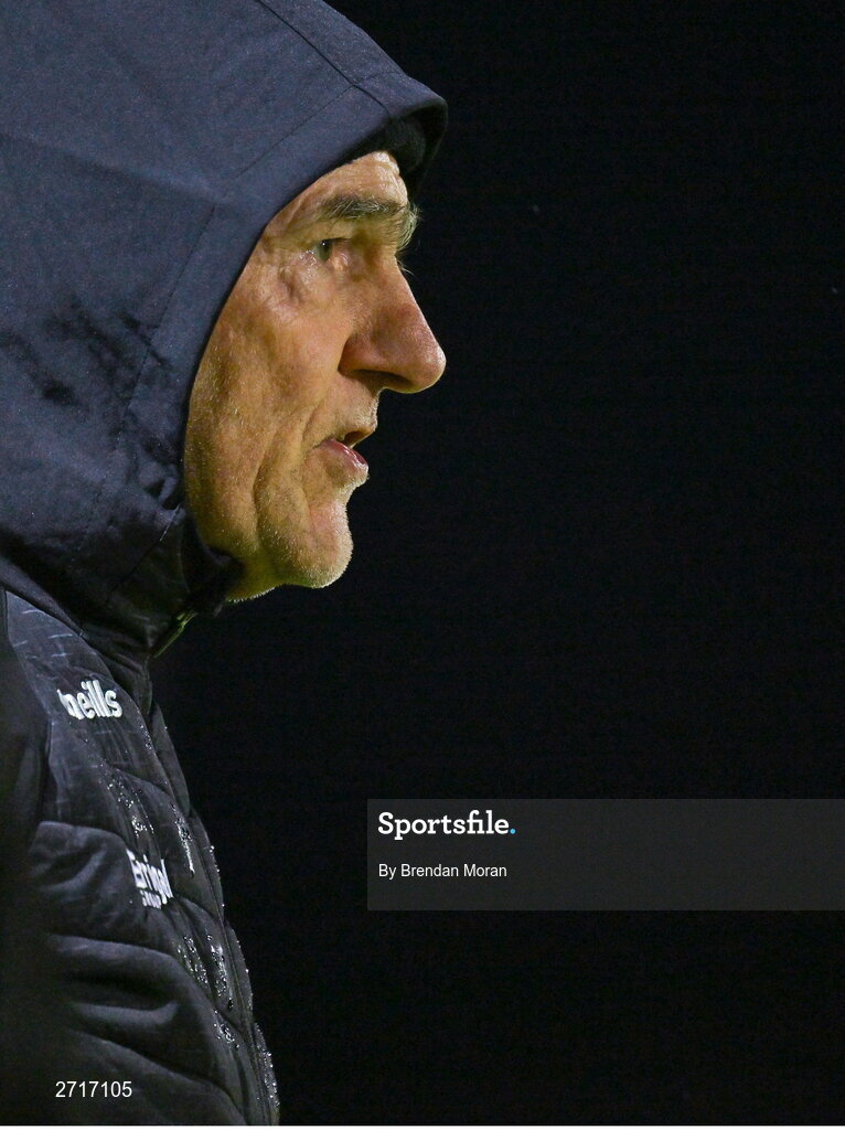 27 January 2024; Derry manager Mickey Harte during the Allianz Football League Division 1 match between Kerry and Derry at Austin Stack Park in Tralee, Kerry. Photo by Brendan Moran/Sportsfile