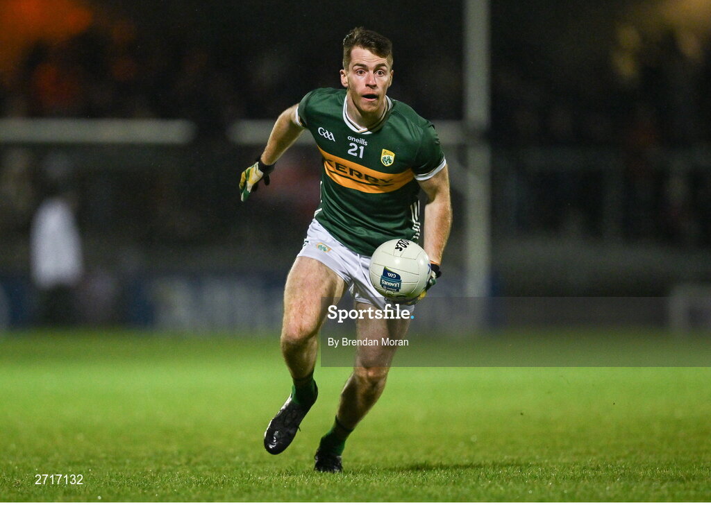 27 January 2024; Barry Dan O'Sullivan of Kerry during the Allianz Football League Division 1 match between Kerry and Derry at Austin Stack Park in Tralee, Kerry. Photo by Brendan Moran/Sportsfile