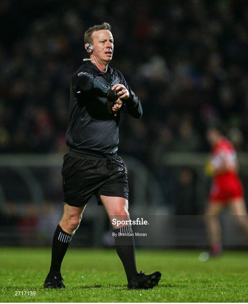 27 January 2024; Referee Joe McQuillan during the Allianz Football League Division 1 match between Kerry and Derry at Austin Stack Park in Tralee, Kerry. Photo by Brendan Moran/Sportsfile