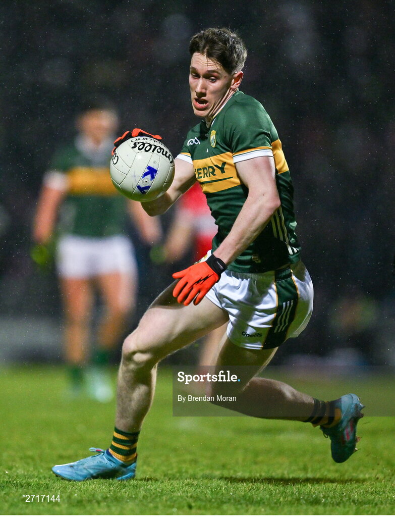 27 January 2024; Cillian Burke of Kerry during the Allianz Football League Division 1 match between Kerry and Derry at Austin Stack Park in Tralee, Kerry. Photo by Brendan Moran/Sportsfile