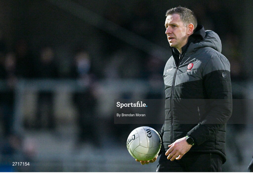 27 January 2024; Derry selector Enda Muldoon before the Allianz Football League Division 1 match between Kerry and Derry at Austin Stack Park in Tralee, Kerry. Photo by Brendan Moran/Sportsfile