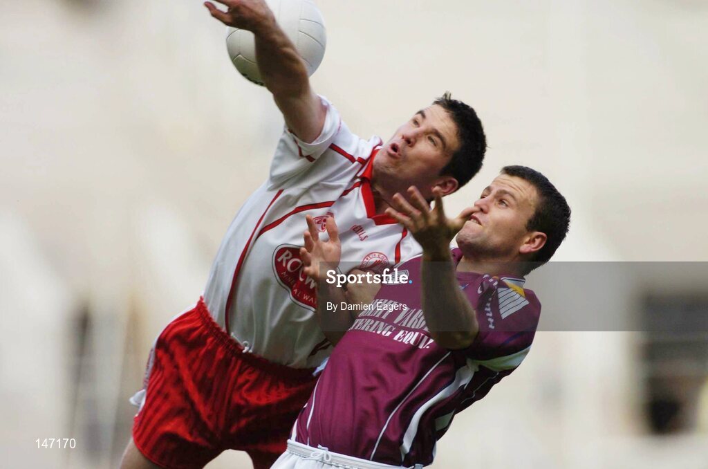 17 July 2004; Ciaran Gourley, Tyrone, in action against Derek Savage, Galway. Bank of Ireland Senior Football Championship Qualifier, Round 3, Tyrone v Galway, Croke Park, Dublin. Picture credit; Damien Eagers / SPORTSFILE