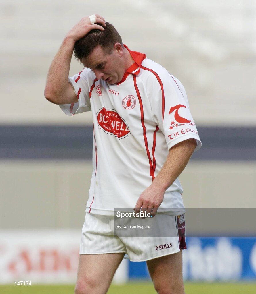 17 July 2004; A dejected Tommy Joyce, Galway, after defeat to Tyrone. Bank of Ireland Senior Football Championship Qualifier, Round 3, Tyrone v Galway, Croke Park, Dublin. Picture credit; Damien Eagers / SPORTSFILE