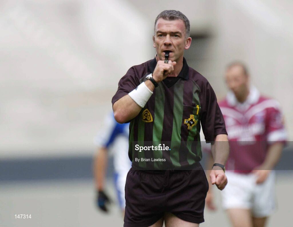 18 July 2004; Referee Pat McEnaney during the match. Bank of Ireland Leinster Senior Football Championship Final, Laois v Westmeath, Croke Park, Dublin. Picture credit; Brian Lawless / SPORTSFILE