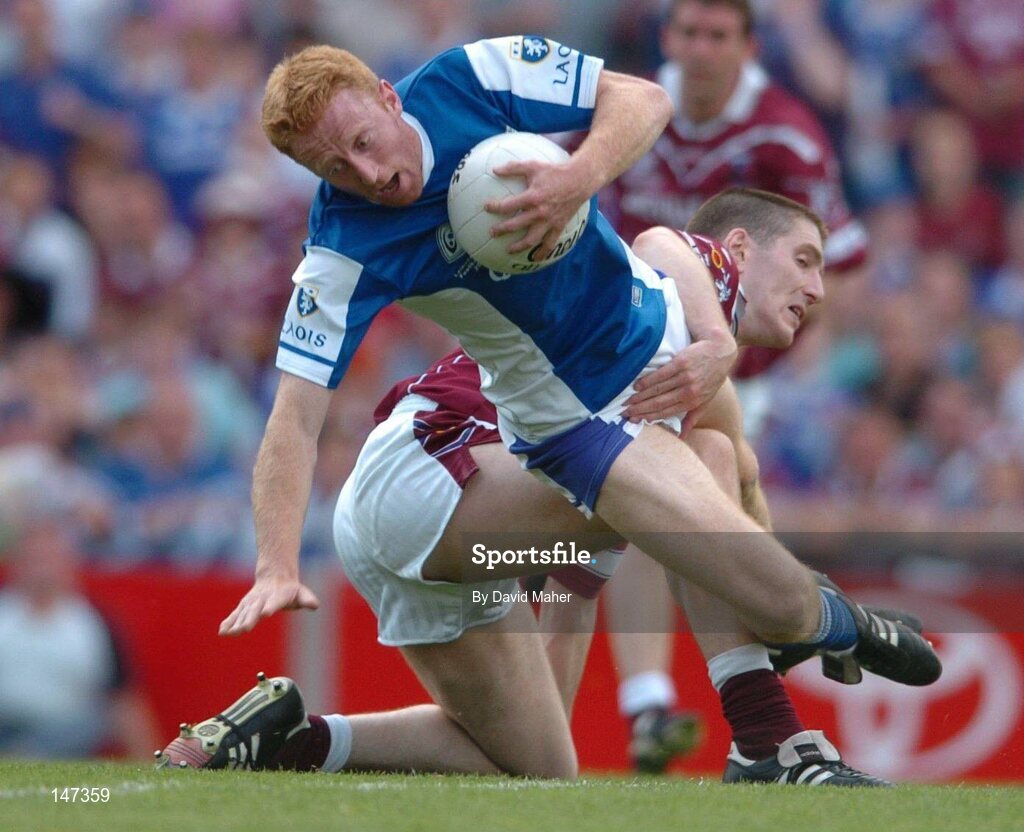 18 July 2004; Michael Lawlor, Laois, in action against David O'Shaughnessy, Westmeath. Bank of Ireland Leinster Senior Football Championship Final, Laois v Westmeath, Croke Park, Dublin. Picture credit; David Maher / SPORTSFILE