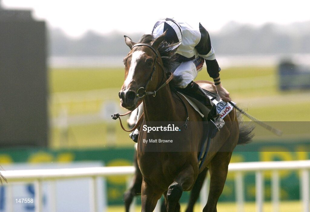 26 June 2004; Alexander Goldrun, with Kevin Manning up, during the Audi Pretty Polly Stakes. Curragh Racecourse, Co. Kildare. Picture credit; Matt Browne / SPORTSFILE
