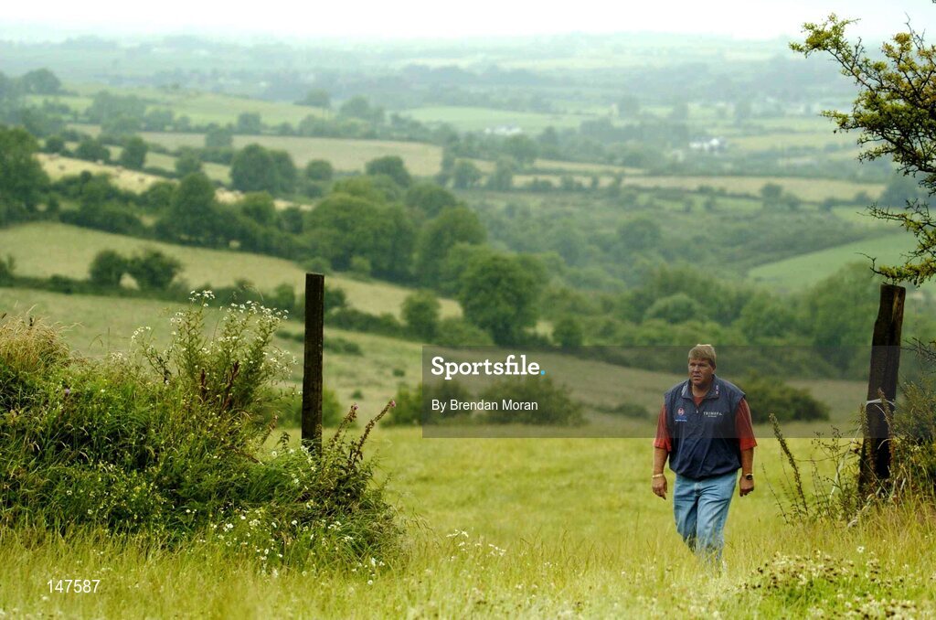 20 July 2004; John Daly, double Major winner and one of golf's most colourful players, looks over part of the proposed course, while in Blarney, Co. Cork, to finalise plans for the new Blarney Golf Resort Championship course which he designed in conjunction with Mel Flanagan of Irish Golf Design. Picture credit; Brendan Moran / SPORTSFILE