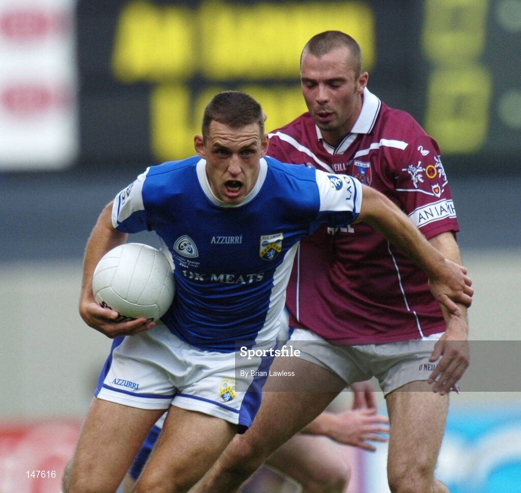 18 July 2004; Darren Rooney, Laois, in action against Paul Conway, Westmeath. Bank of Ireland Leinster Senior Football Championship Final, Laois v Westmeath, Croke Park, Dublin. Picture credit; Brian Lawless / SPORTSFILE