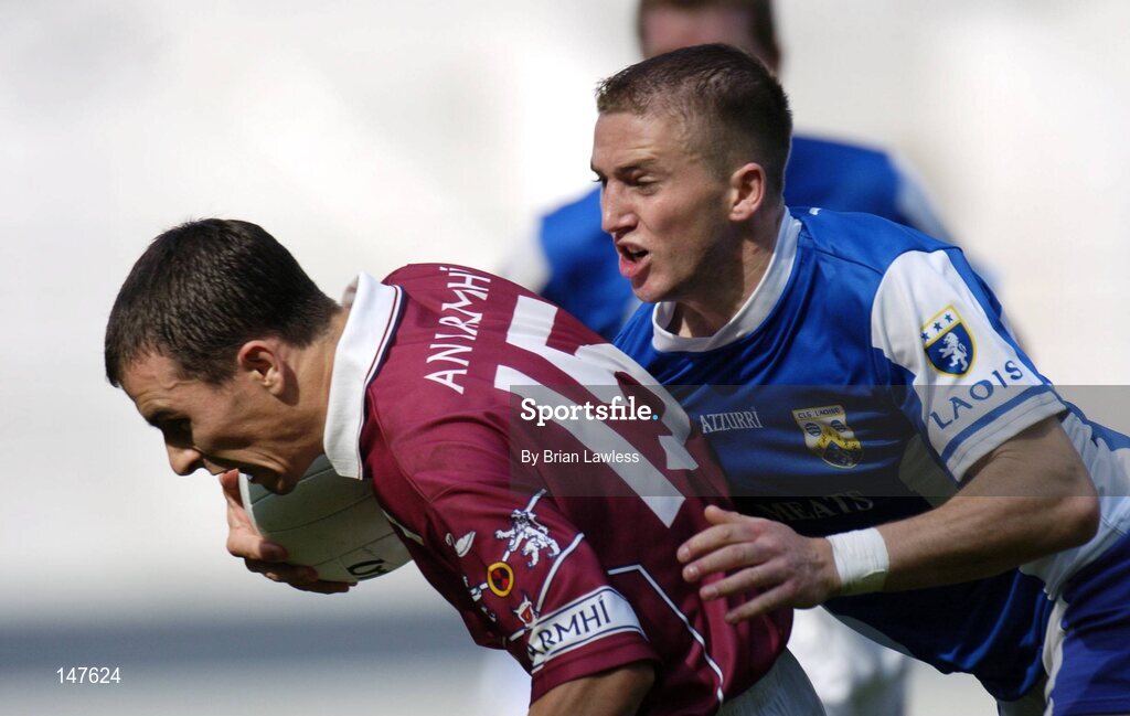 18 July 2004; Dessie Dolan, Westmeath, in action against Joe Higgins, Laois. Bank of Ireland Leinster Senior Football Championship Final, Laois v Westmeath, Croke Park, Dublin. Picture credit; Brian Lawless / SPORTSFILE