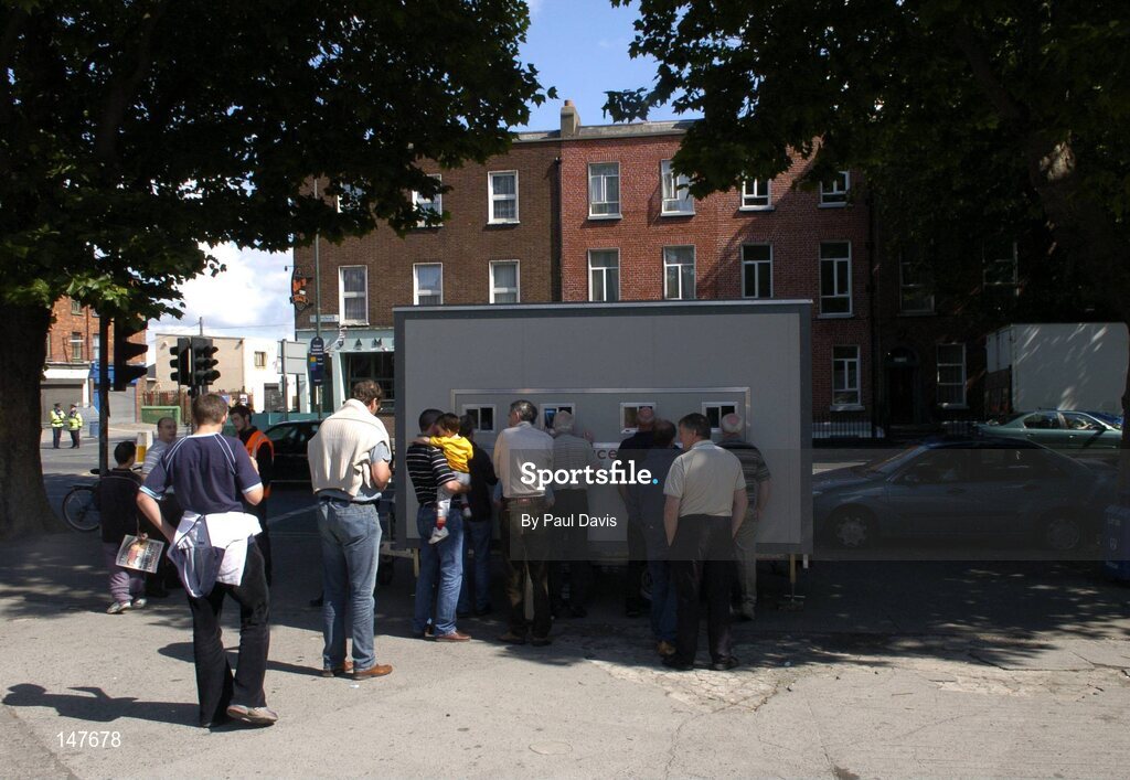 18 July 2004; Supporters queue up to buy tickets for the game. Bank of Ireland Leinster Senior Football Championship Final, Laois v Westmeath, Croke Park, Dublin. Picture credit; Ray McManus / SPORTSFILE