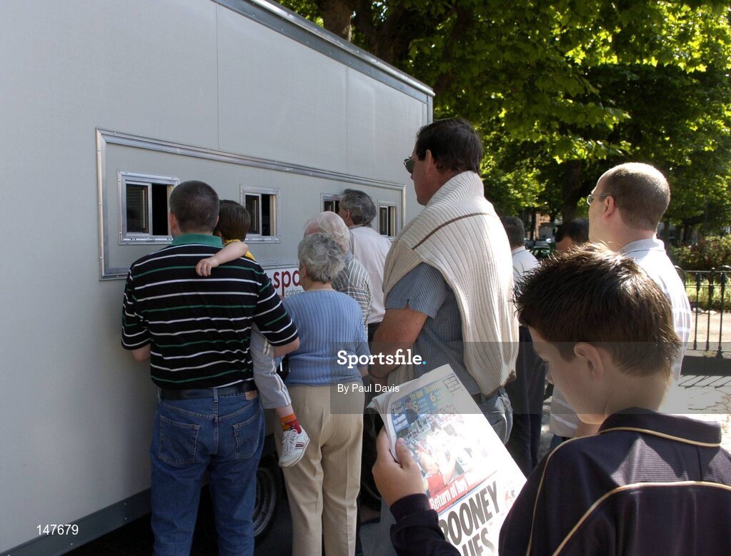 18 July 2004; Supporters queue up to buy tickets for the game. Bank of Ireland Leinster Senior Football Championship Final, Laois v Westmeath, Croke Park, Dublin. Picture credit; Ray McManus / SPORTSFILE
