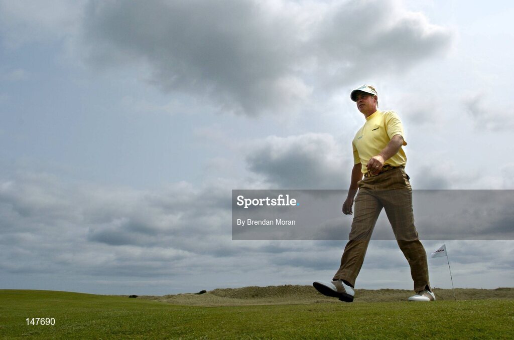 21 July 2004; Darren Clarke makes his way off the 6th green. Nissan Irish Open Pro Am, County Louth Golf Club, Baltray, Co. Louth. Picture credit; Brendan Moran / SPORTSFILE