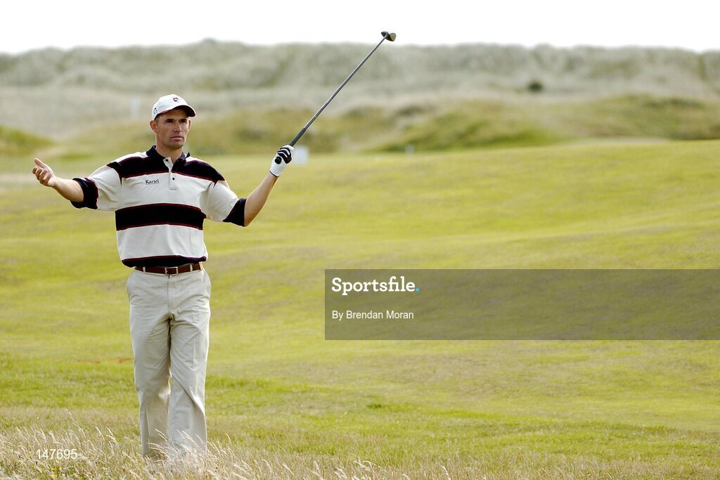 21 July 2004; Padraig Harrington waits to take his second shot on the 3rd fairway. Nissan Irish Open Pro Am, County Louth Golf Club, Baltray, Co. Louth. Picture credit; Brendan Moran / SPORTSFILE