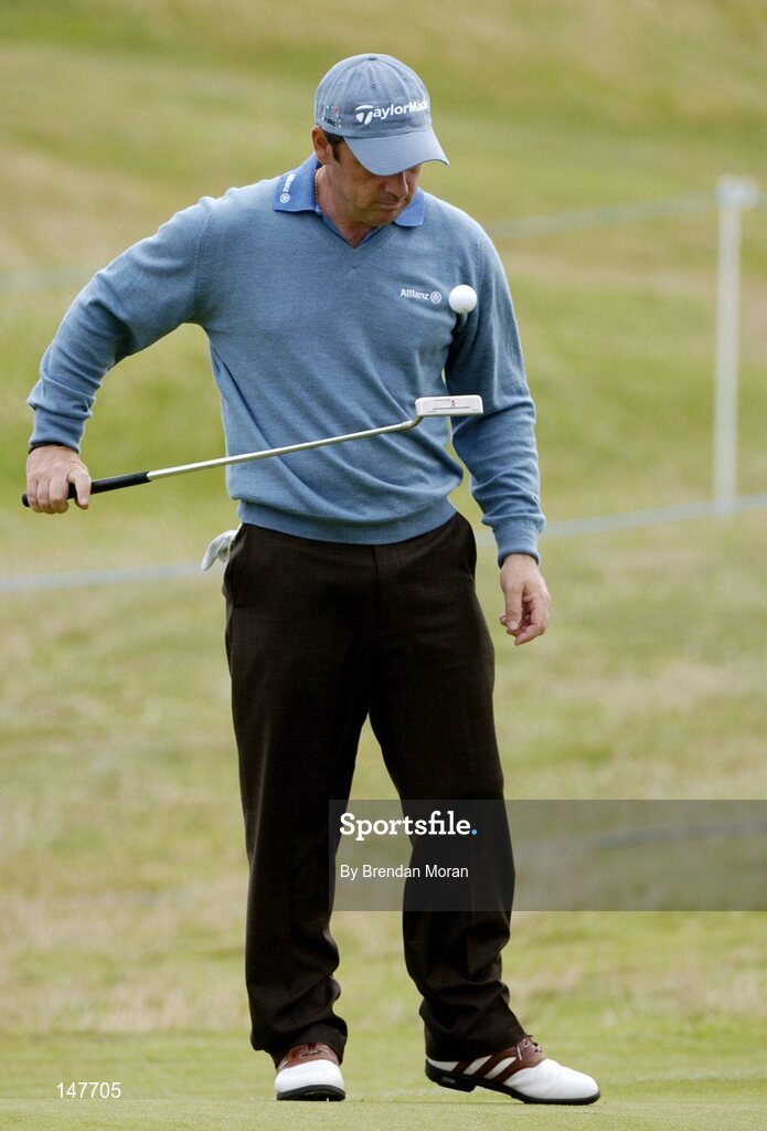 21 July 2004; Paul McGinley juggles a ball while waiting for his shot on the 5th green. Nissan Irish Open Pro Am, County Louth Golf Club, Baltray, Co. Louth. Picture credit; Brendan Moran / SPORTSFILE