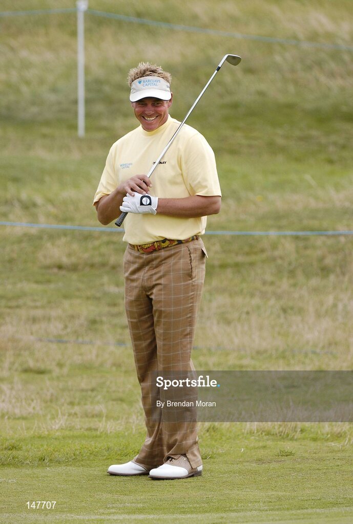 21 July 2004; A smiling Darren Clarke waits to take his second shot to the 5th green. Nissan Irish Open Pro Am, County Louth Golf Club, Baltray, Co. Louth. Picture credit; Brendan Moran / SPORTSFILE