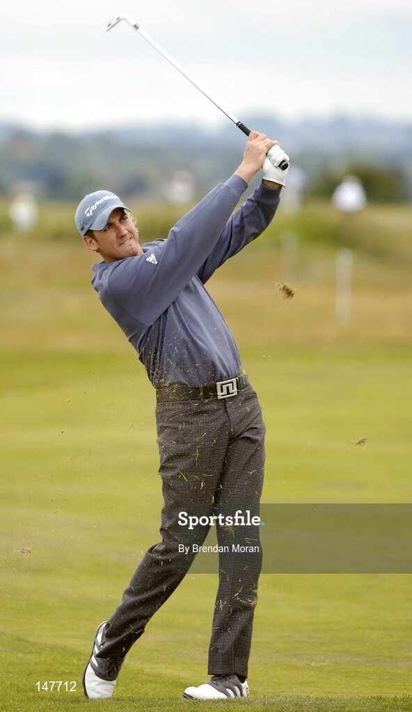 21 July 2004; Ian Poulter watches his second shot to the 1st green. Nissan Irish Open Pro Am, County Louth Golf Club, Baltray, Co. Louth. Picture credit; Brendan Moran / SPORTSFILE