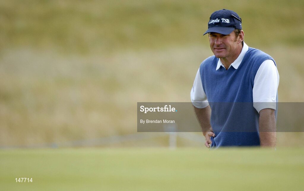 21 July 2004; Nick Faldo waits to take his second shot on the 7th green. Nissan Irish Open Pro Am, County Louth Golf Club, Baltray, Co. Louth. Picture credit; Brendan Moran / SPORTSFILE
