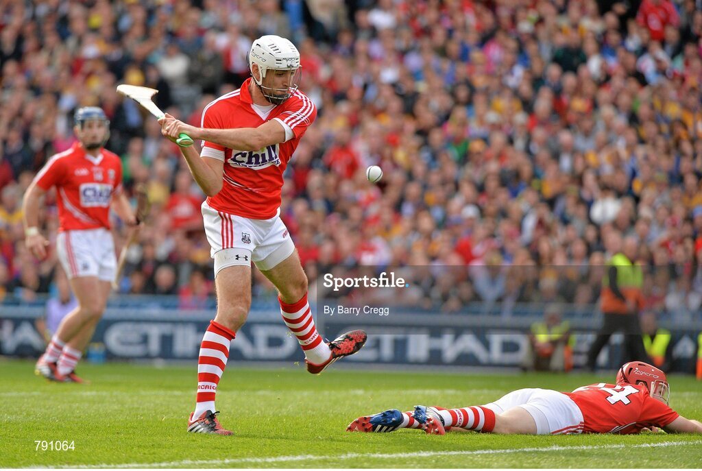 8 September 2013; Pa Cronin, Cork, shoots to score his side's third goal. GAA Hurling All-Ireland Senior Championship Final, Cork v Clare, Croke Park, Dublin. Picture credit: Barry Cregg / SPORTSFILE