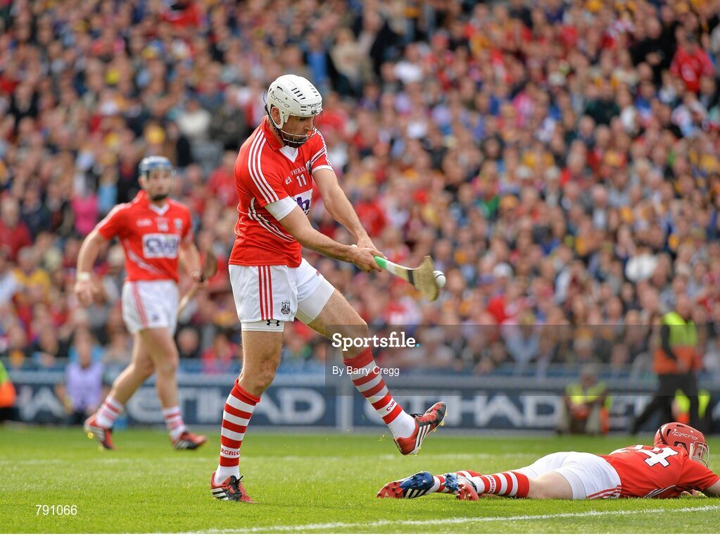 8 September 2013; Pa Cronin, Cork, shoots to score his side's third goal. GAA Hurling All-Ireland Senior Championship Final, Cork v Clare, Croke Park, Dublin. Picture credit: Barry Cregg / SPORTSFILE