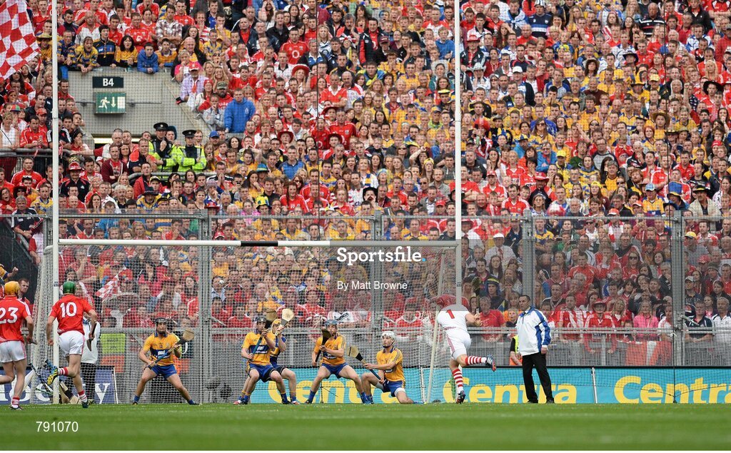 8 September 2013; Anthony Nash, Cork, shoots to score his side's second goal. GAA Hurling All-Ireland Senior Championship Final, Cork v Clare, Croke Park, Dublin. Picture credit: Matt Browne / SPORTSFILE
