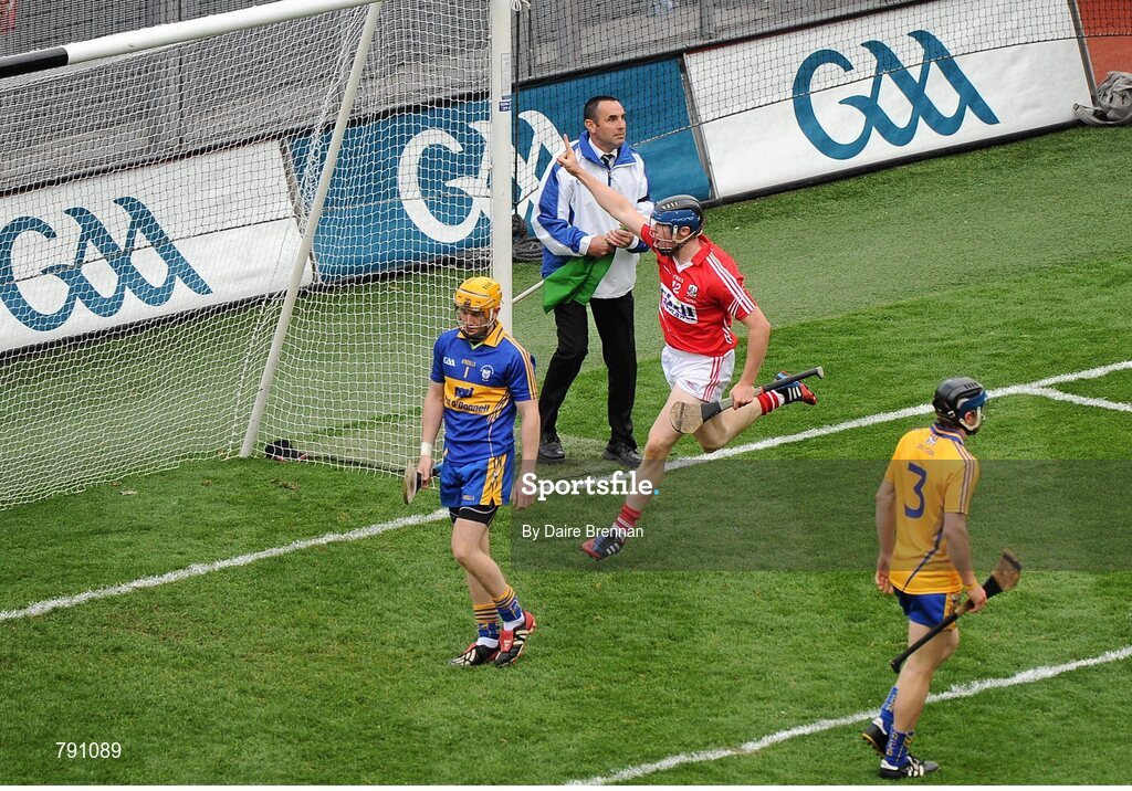 8 September 2013; Conor Lehane, Cork, celebrates after scoring his side's first goal. GAA Hurling All-Ireland Senior Championship Final, Cork v Clare, Croke Park, Dublin. Picture credit: Dáire Brennan / SPORTSFILE