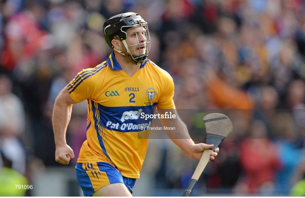 8 September 2013; Clare's Domhnall O'Donovan celebrates after scoring the equalising point, his first championship point for Clare, to send the game to a replay. GAA Hurling All-Ireland Senior Championship Final, Cork v Clare, Croke Park, Dublin. Picture credit: Brendan Moran / SPORTSFILE