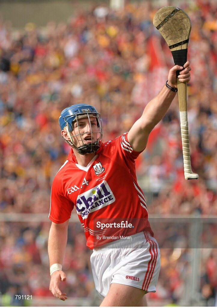 8 September 2013; Patrick Horgan, Cork, celebrates after scoring his side's last point of the game, which put them into the lead before Clare equalised to send the game to a replay. GAA Hurling All-Ireland Senior Championship Final, Cork v Clare, Croke Park, Dublin. Picture credit: Brendan Moran / SPORTSFILE