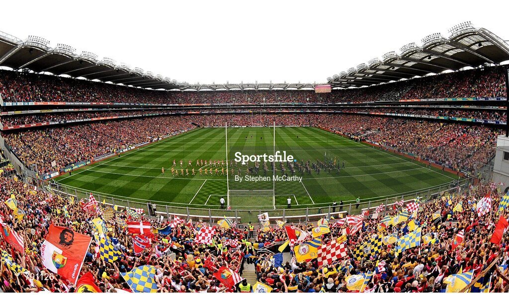 8 September 2013; A general view of Croke Park during the pre-match parade. GAA Hurling All-Ireland Senior Championship Final, Cork v Clare, Croke Park, Dublin. Picture credit: Stephen McCarthy / SPORTSFILE
