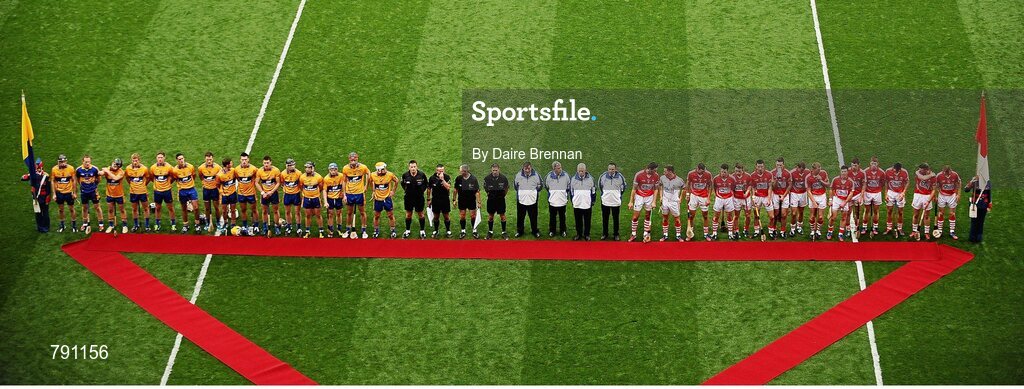8 September 2013; Players and officals await the arrival of the President of Ireland Michael D. Higgins. GAA Hurling All-Ireland Senior Championship Final, Cork v Clare, Croke Park, Dublin. Picture credit: Dáire Brennan / SPORTSFILE