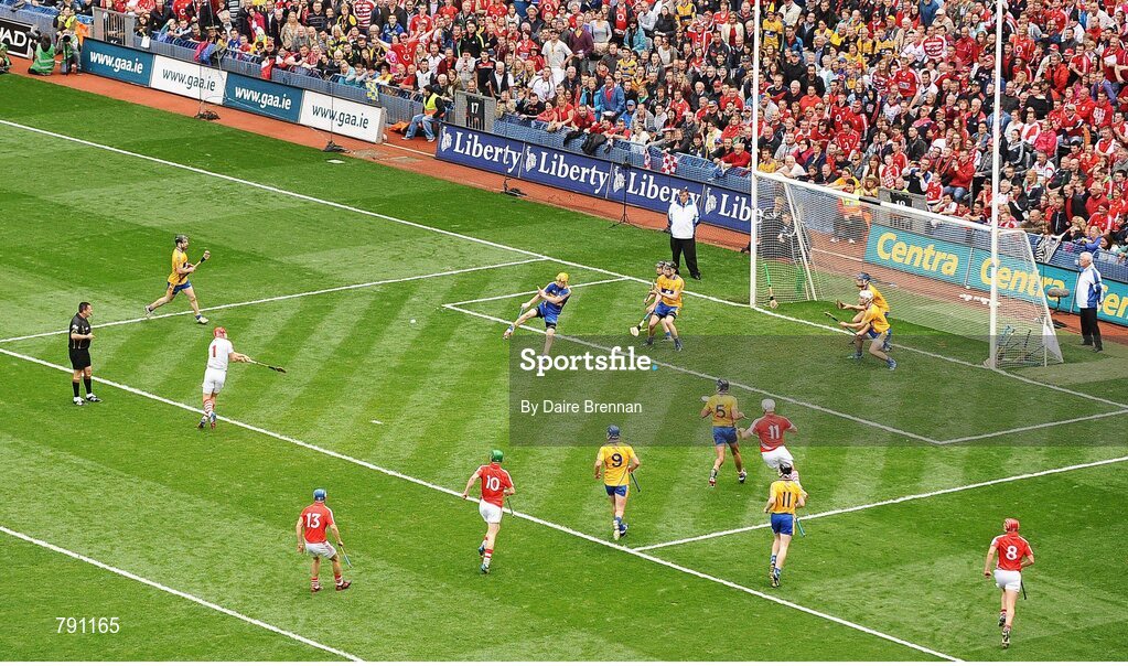 8 September 2013; Cork goalkeeper Anthony Nash has his free saved by Clare goalkeeper Patrick Kelly. GAA Hurling All-Ireland Senior Championship Final, Cork v Clare, Croke Park, Dublin. Picture credit: Dáire Brennan / SPORTSFILE